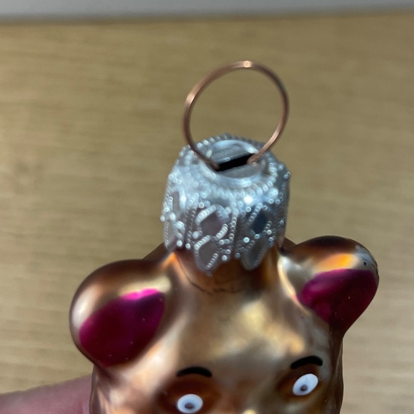 Vtg Inge Glas Christmas Ornament German Brown Bear Hand Blown Glass Hand Painted - Picture 4 of 7